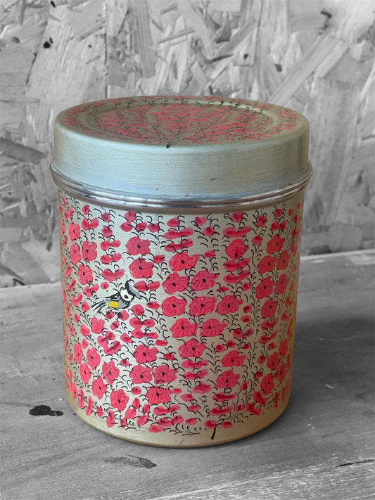Handpainted tin with poppies