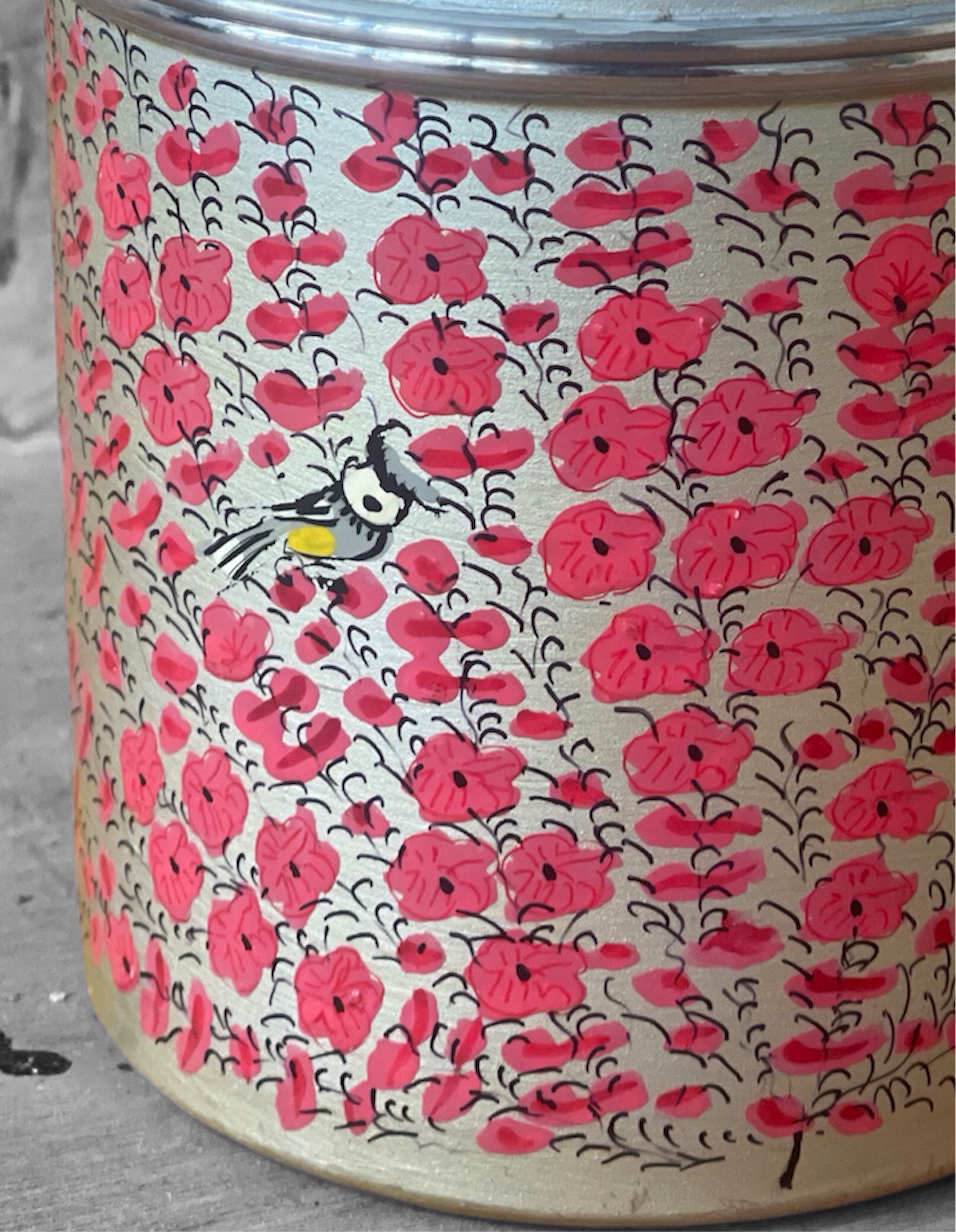Handpainted tin with poppies