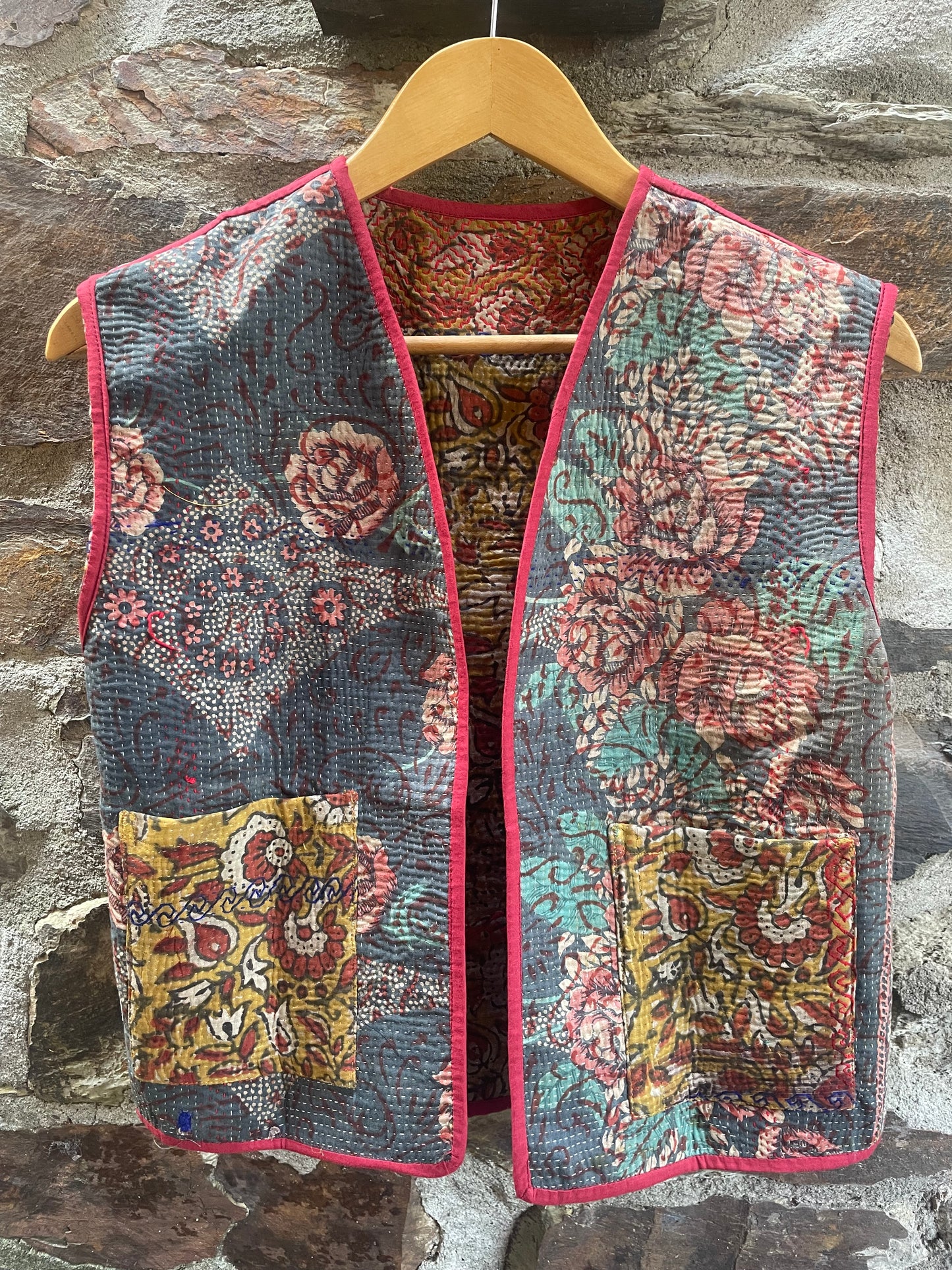 Yellow and Red Kantha