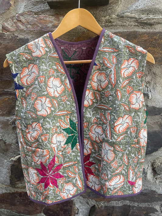 Green to Purple Kantha