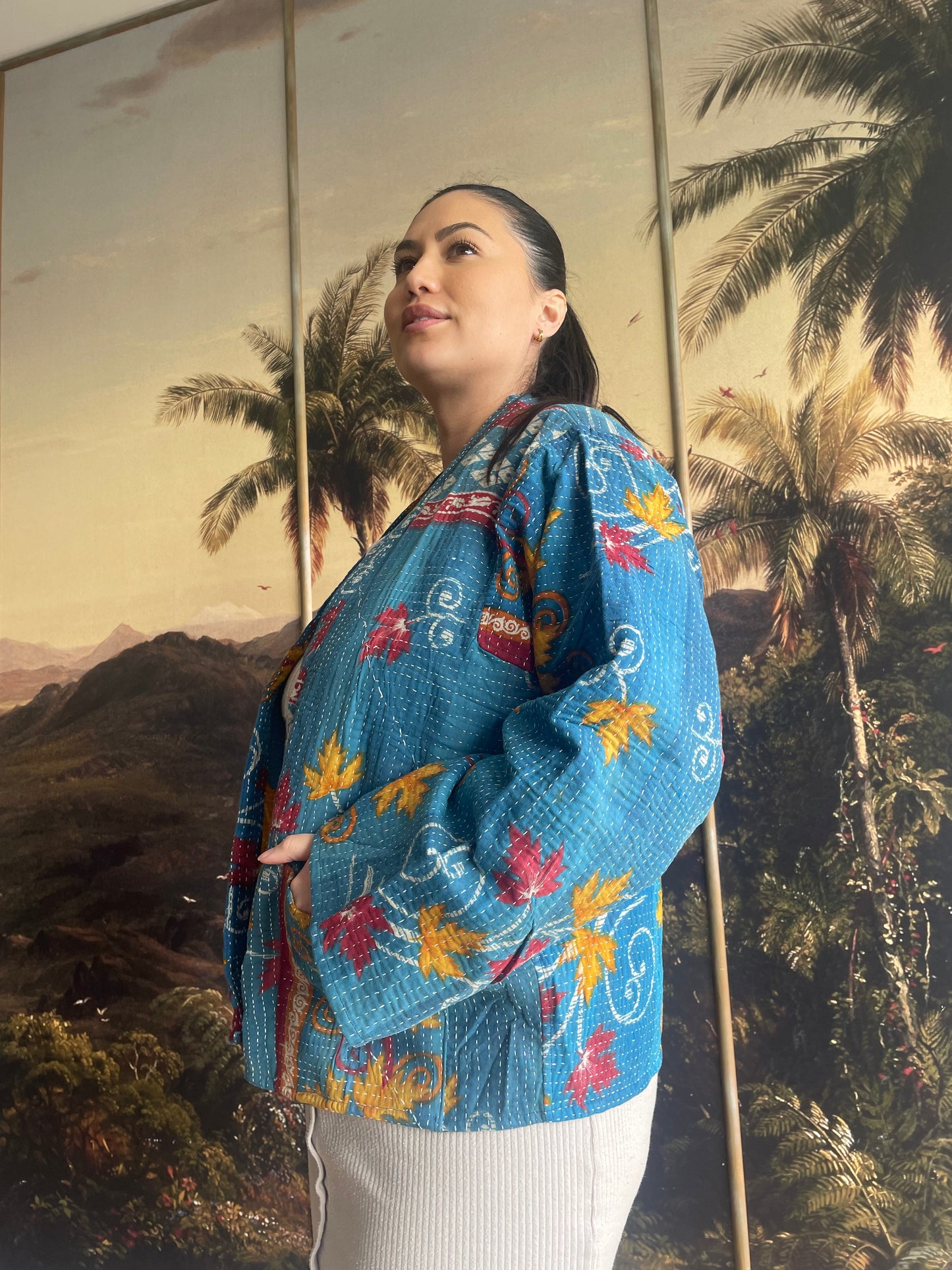 Blue Red Flowered Faithful Jacket