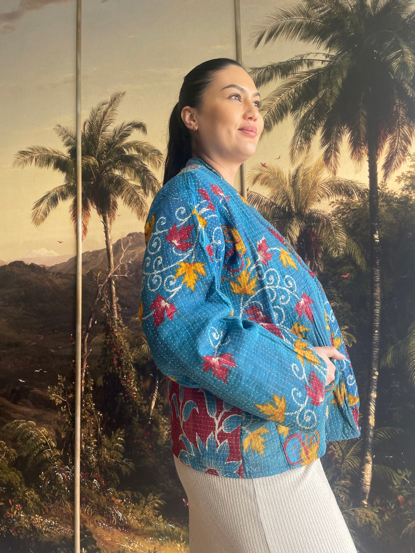 Blue Red Flowered Faithful Jacket