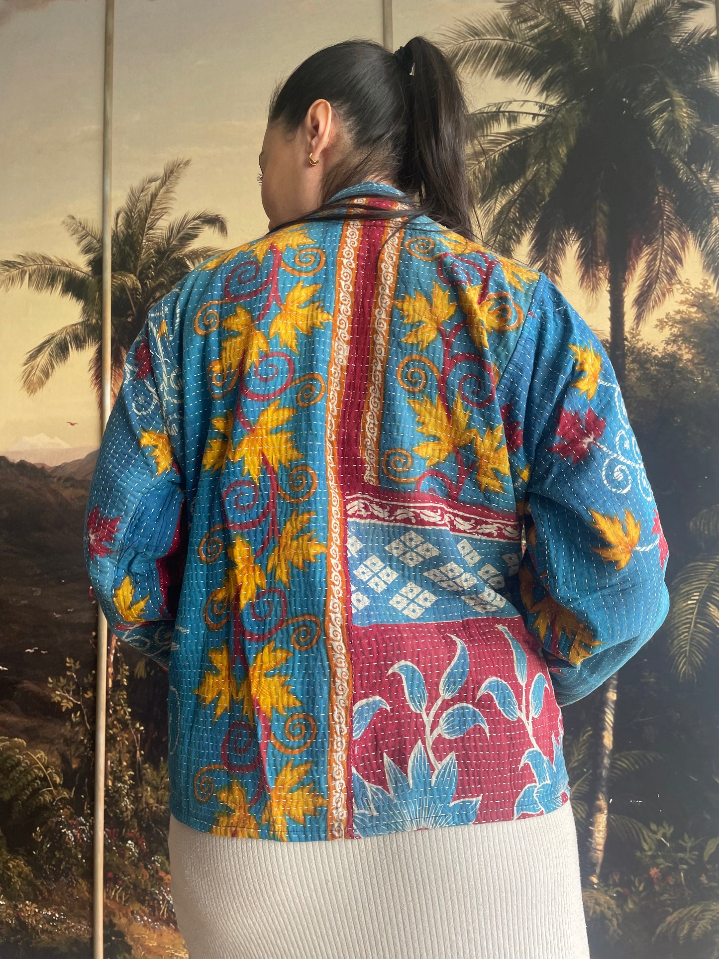 Blue Red Flowered Faithful Jacket