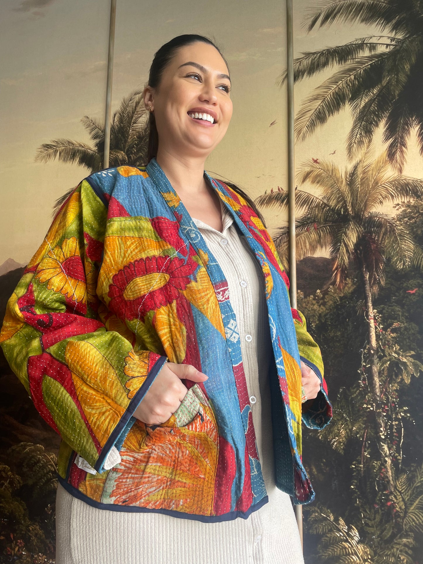 Blue Red Flowered Faithful Jacket