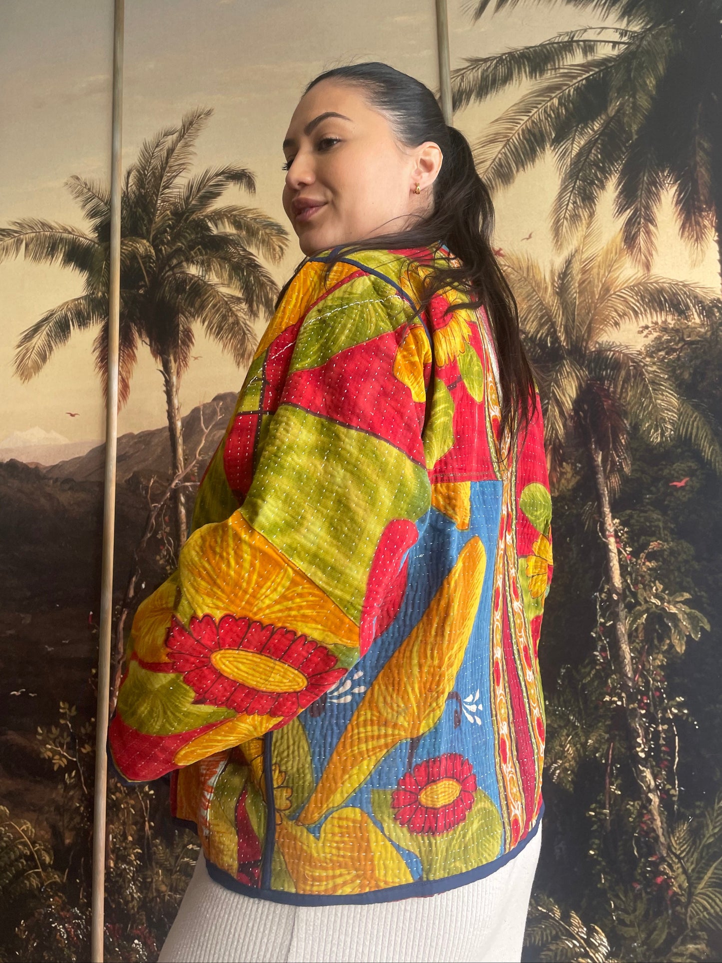Blue Red Flowered Faithful Jacket