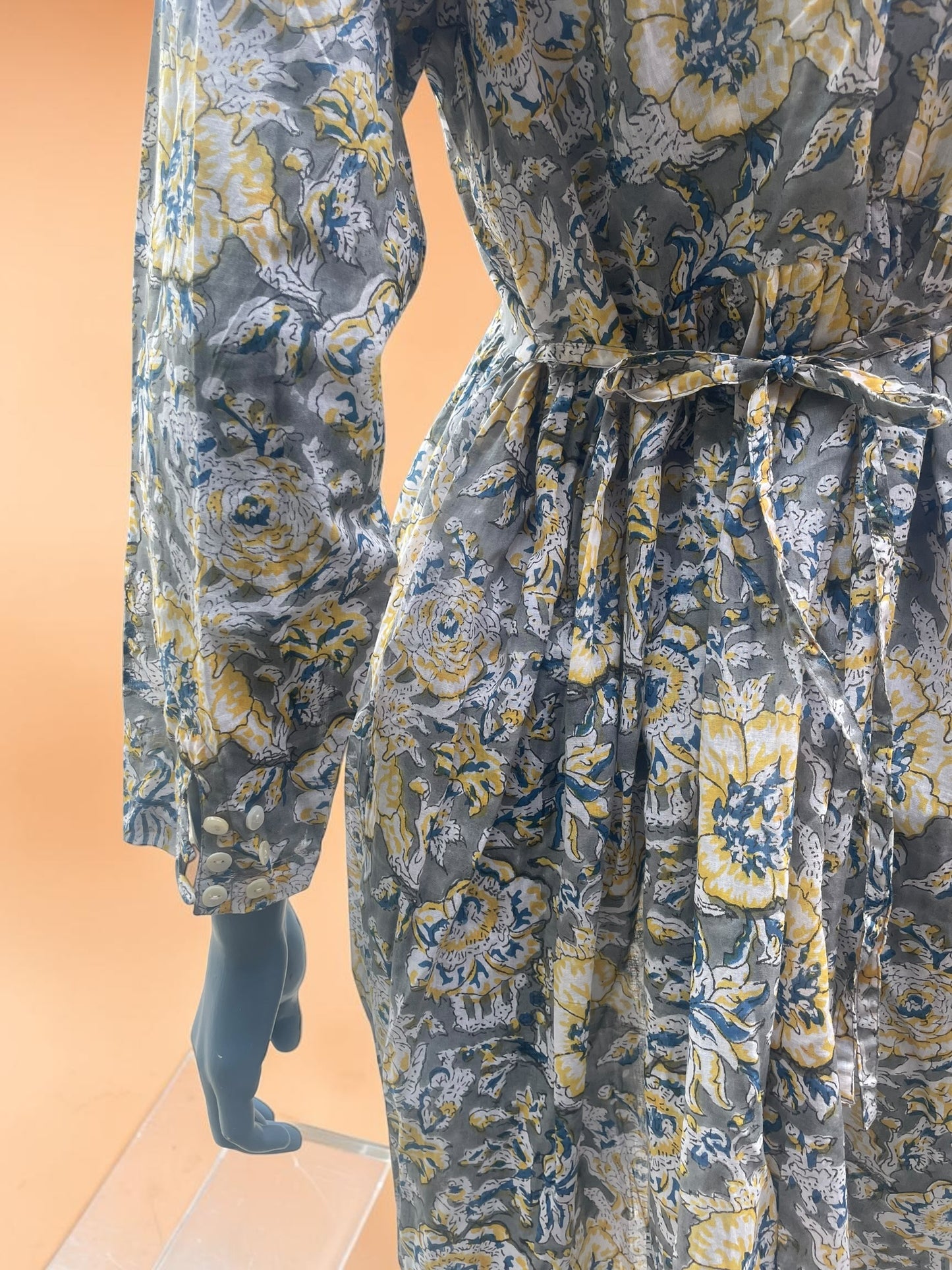 Grey and Yellow Floral Kurta