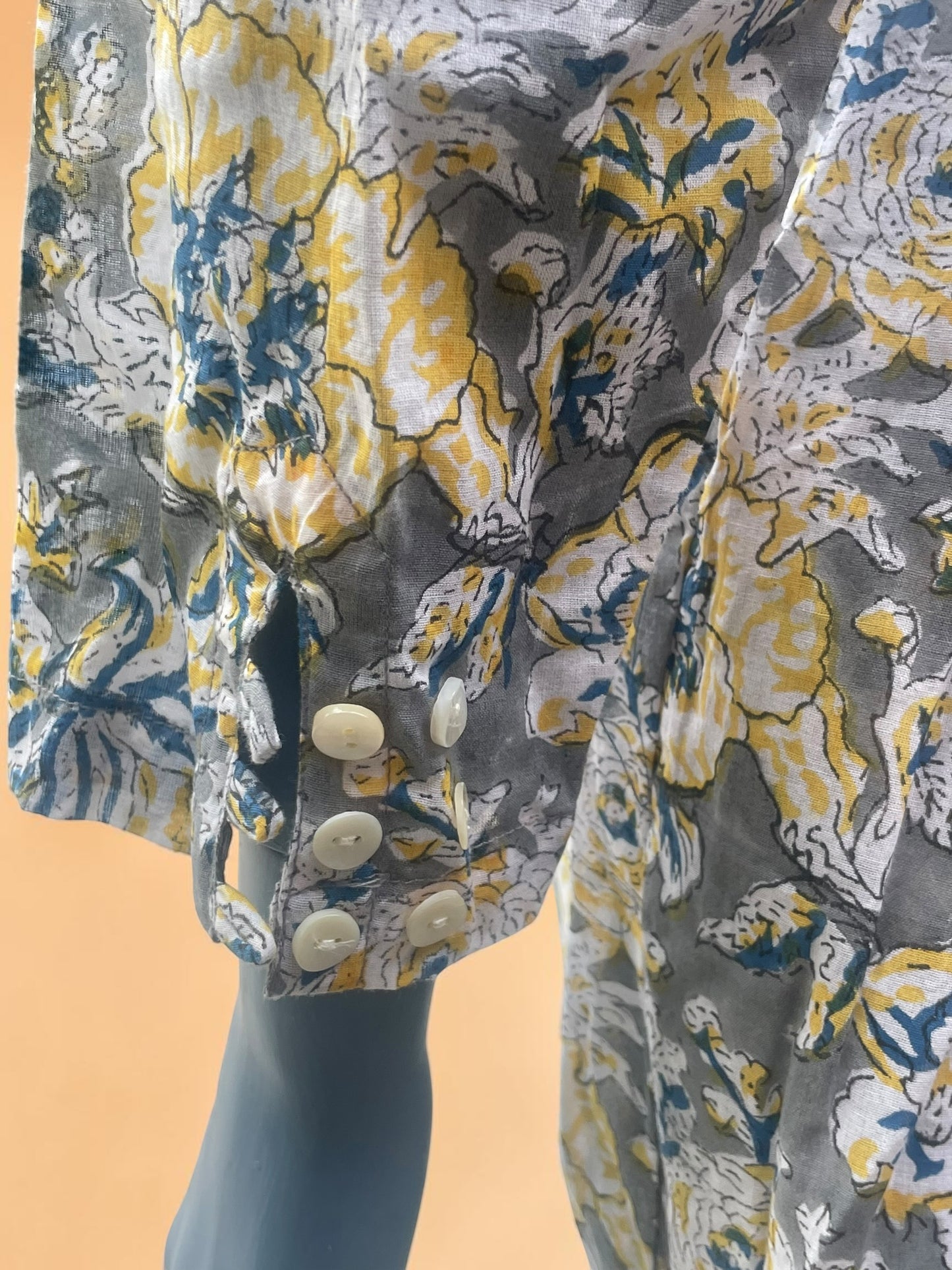 Grey and Yellow Floral Kurta