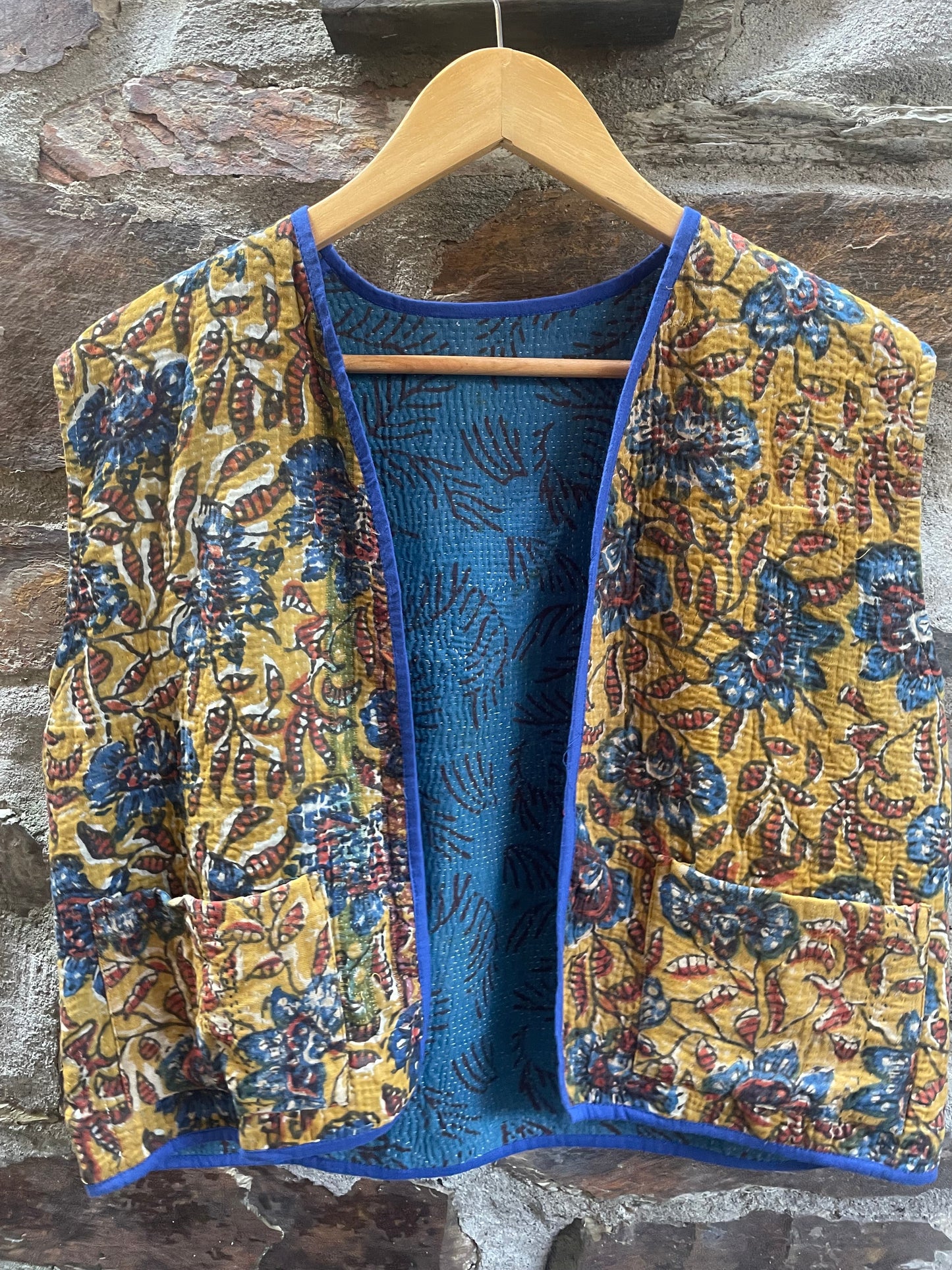 Yellow and Blue Kantha