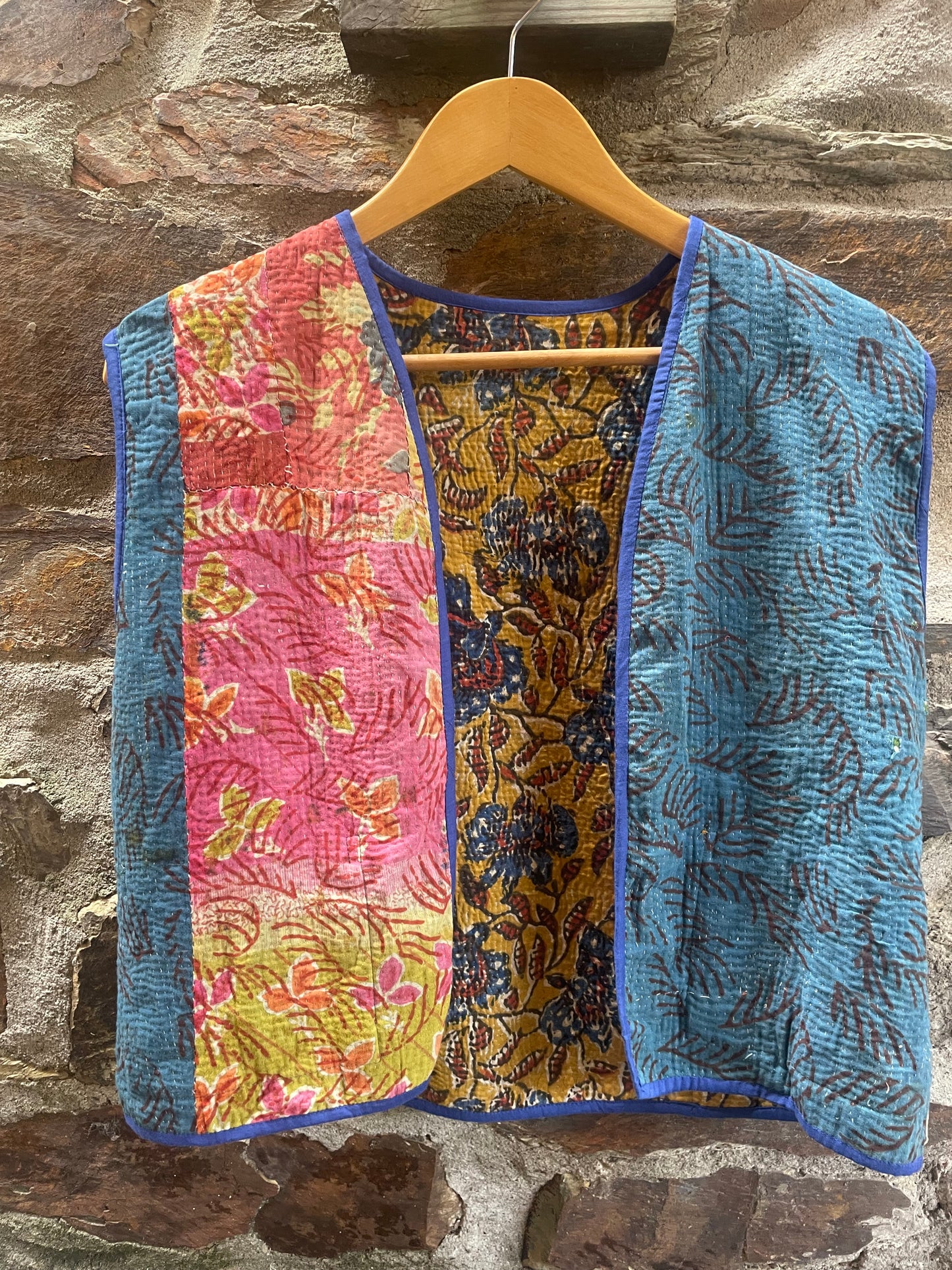 Yellow and Blue Kantha