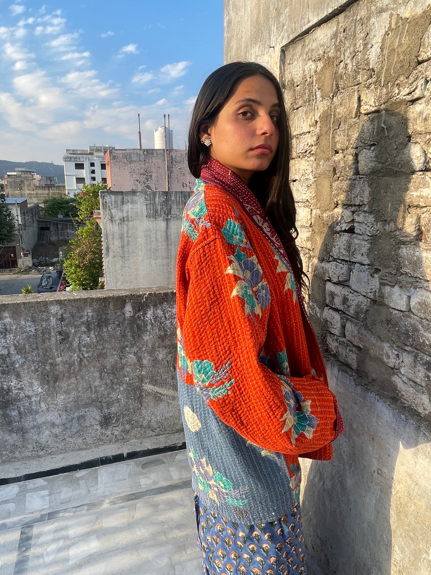 Red and Blue Oversized Jacket