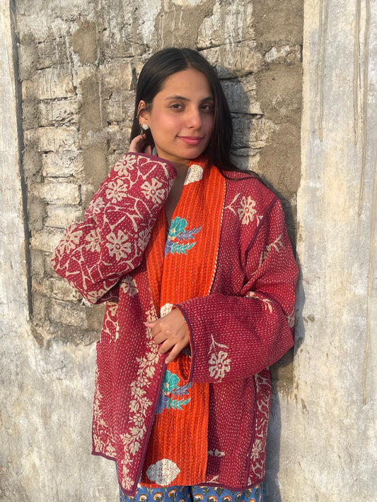 Red and Blue Oversized Jacket