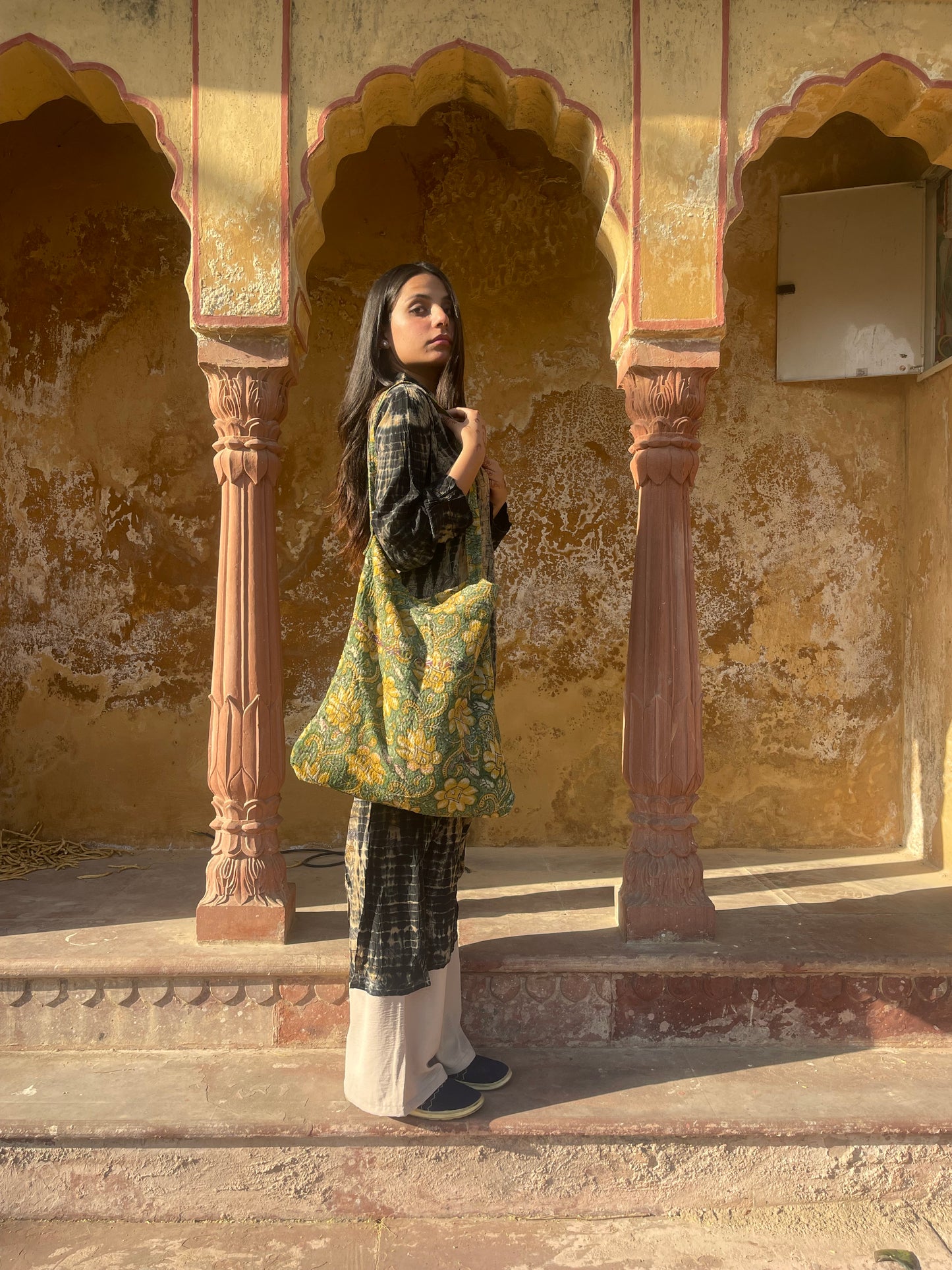 Green and Yellow Bottomless Bag