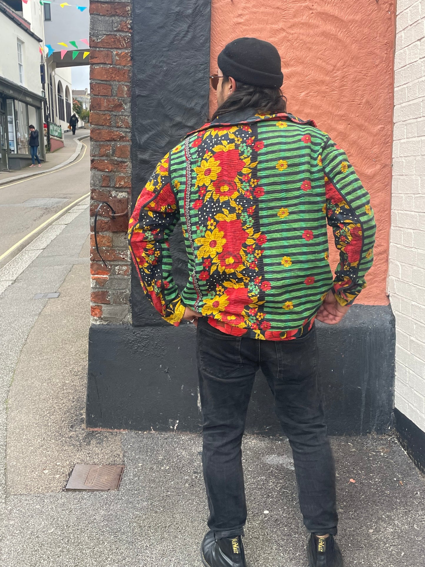 Green Striped Boyfriend Jacket