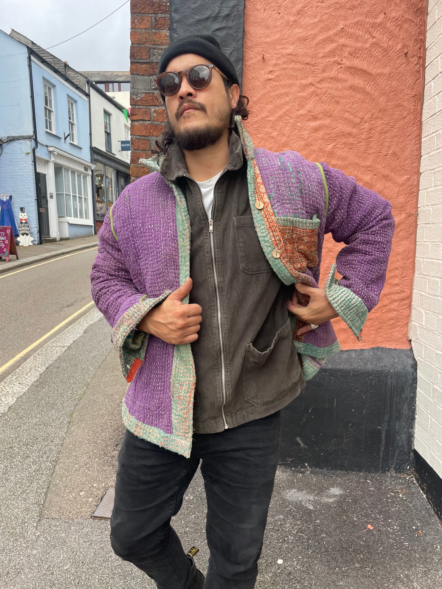 Purple and Green Boyfriend Jacket
