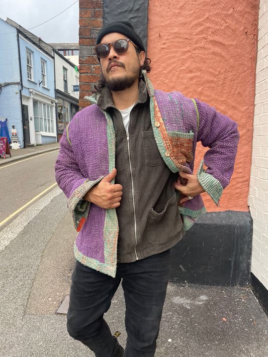 Purple and Green Boyfriend Jacket