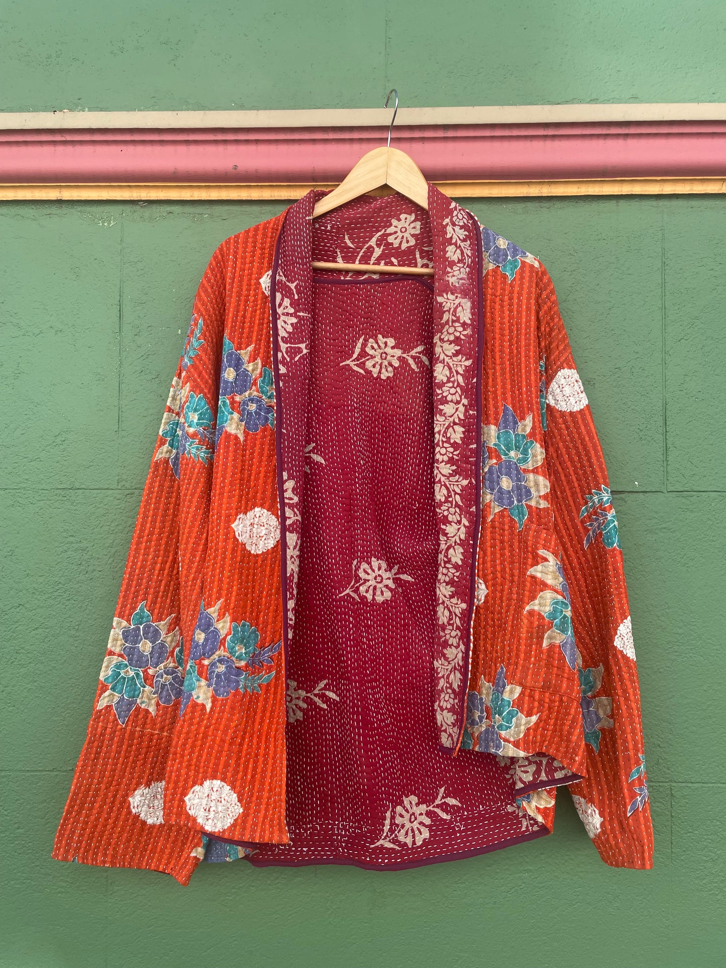Red and Blue Oversized Jacket